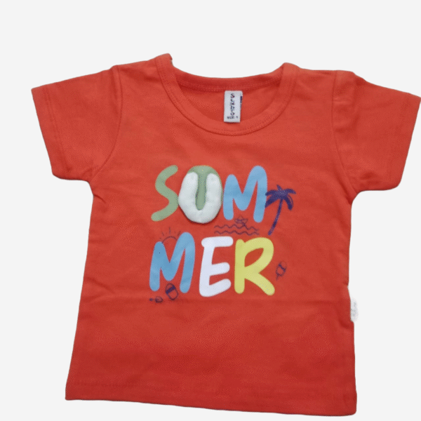 Summer Vibes Baby Boy Outfit – 2-Piece Set (T-Shirt & Shorts) Orange Color - Image 2