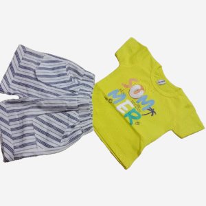Summer Vibes Baby Boy Outfit – 2-Piece Set (T-Shirt & Shorts) Yellow Color