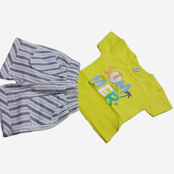 Summer Vibes Baby Boy Outfit – 2-Piece Set (T-Shirt & Shorts) Yellow Color