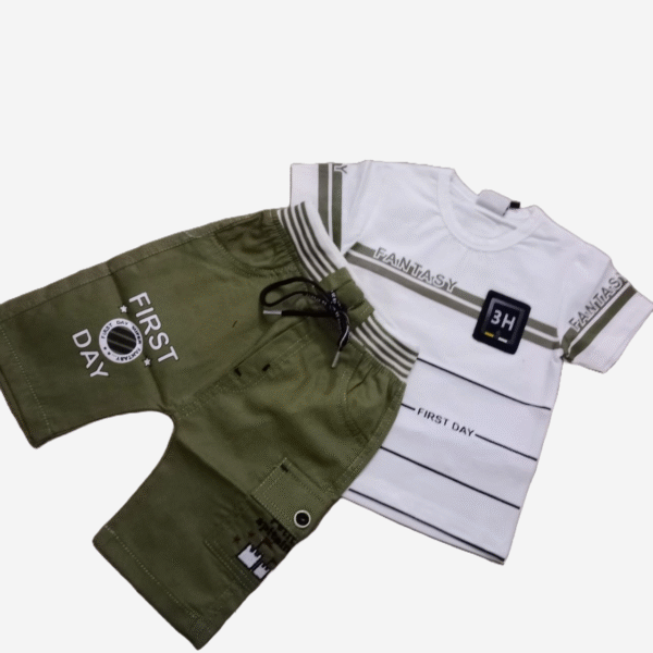 Premium Summer Set – White & Green Minimalist Style (2-Piece)