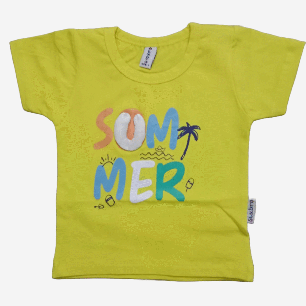 Summer Vibes Baby Boy Outfit – 2-Piece Set (T-Shirt & Shorts) Yellow Color - Image 2
